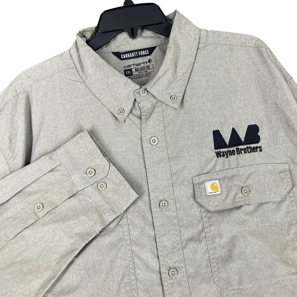 Carhartt 105291 Force Work Shirt Mens 2XL Relaxed Fit Wayne Brothers Embroidery
